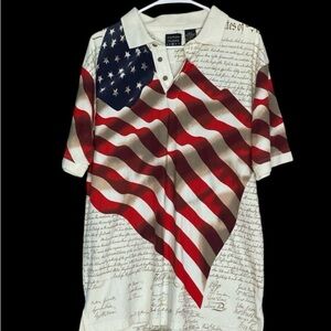 Cotton Flag Patriotic Polo Sz Medium